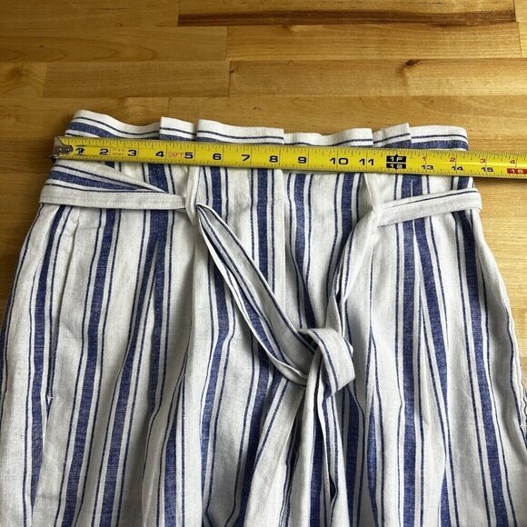 BODEN St‎ Ives Striped 6" Shorts Linen Blend Paperbag Size 4 Nautical Belted - Picture 10 of 13